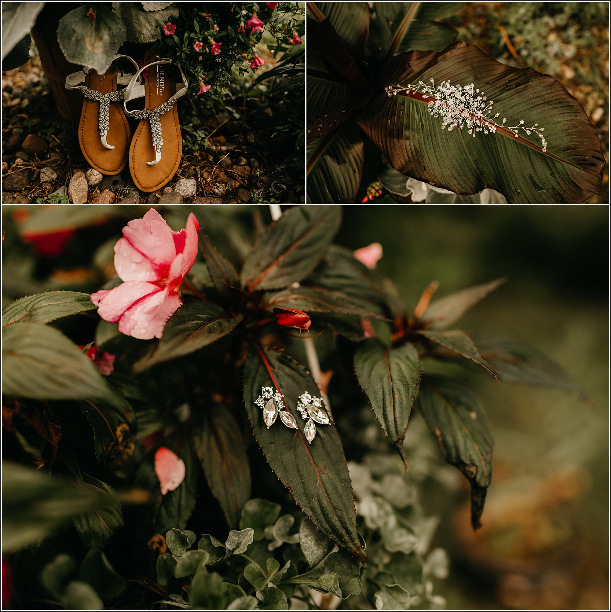 La Crosse WI wedding detail photos earrings shoes flowers