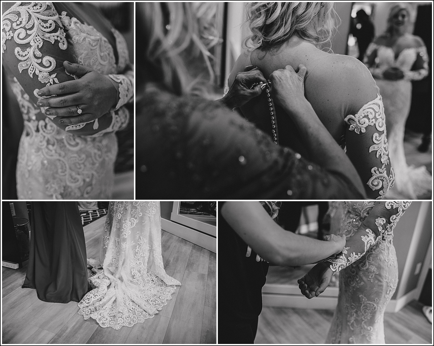 La Crosse Area Wedding Photographer black and white bridal details 