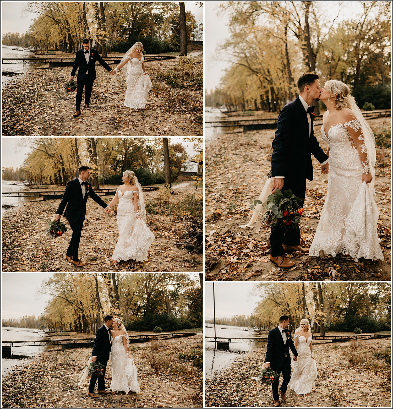 La Crosse Area Wedding Photographer bride and groom fall beach