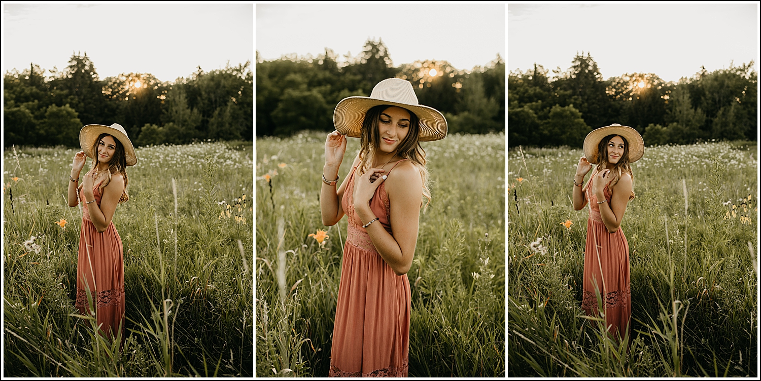 La Crosse WI High School Senior Photographer summer sunset flower field