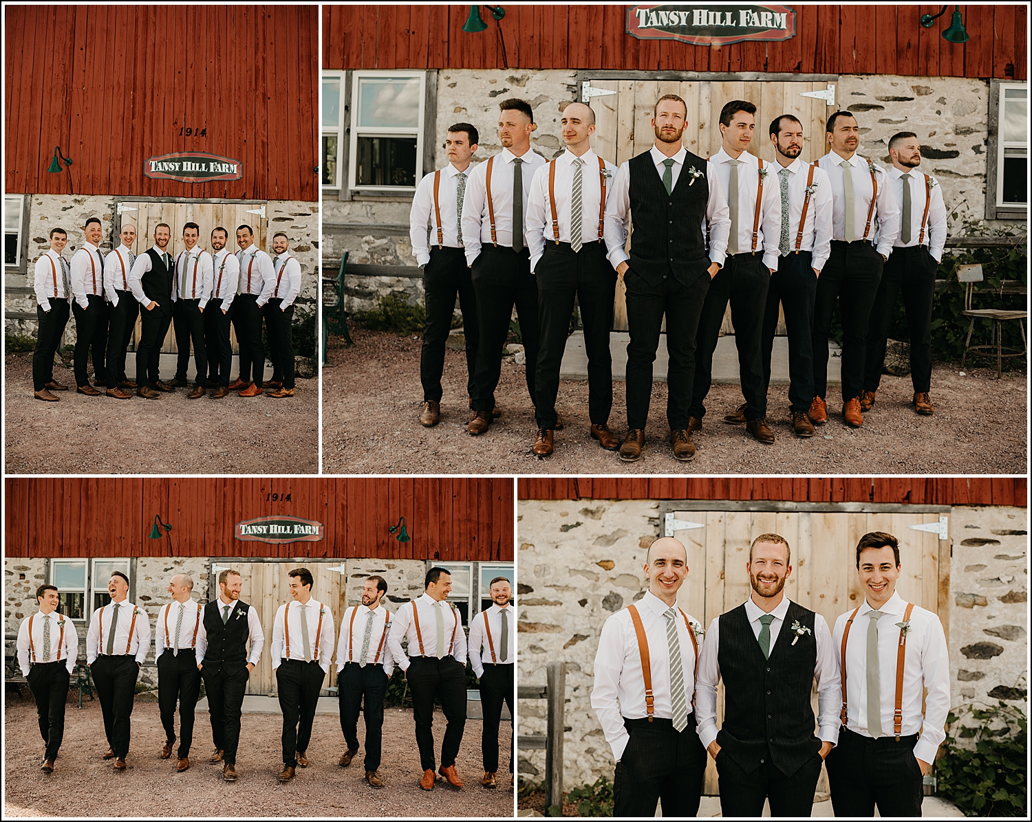 Wisconsin wedding photographer groomsmen Tansy hill Farm