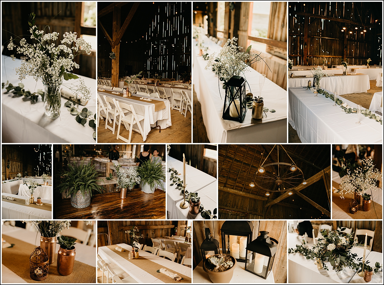 Tansy Hill Farm wedding decorations details baby's breath eucalyptus barn wedding Wisconsin Wedding Photographer