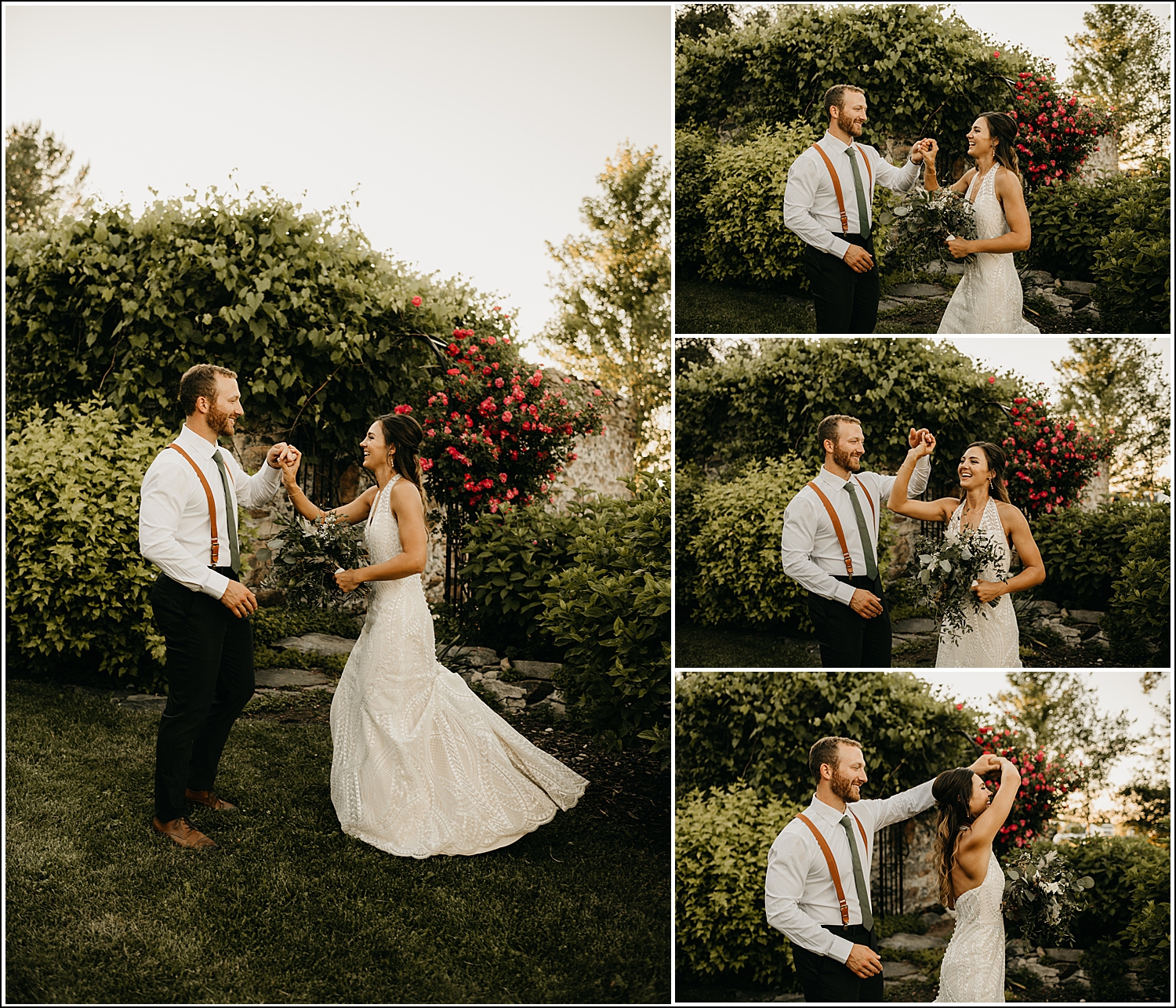 Wisconsin Wedding Photographer Tansy Hill Farm summer flowers garden bride groom dancing